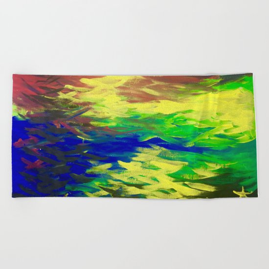 Peacock. Mimosa Inspired Primary Colors. Peacock. Beach Towel