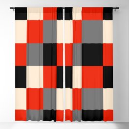 Checkerboard Squares Plaid Black Red Beige Gray Grey Blackout Curtain