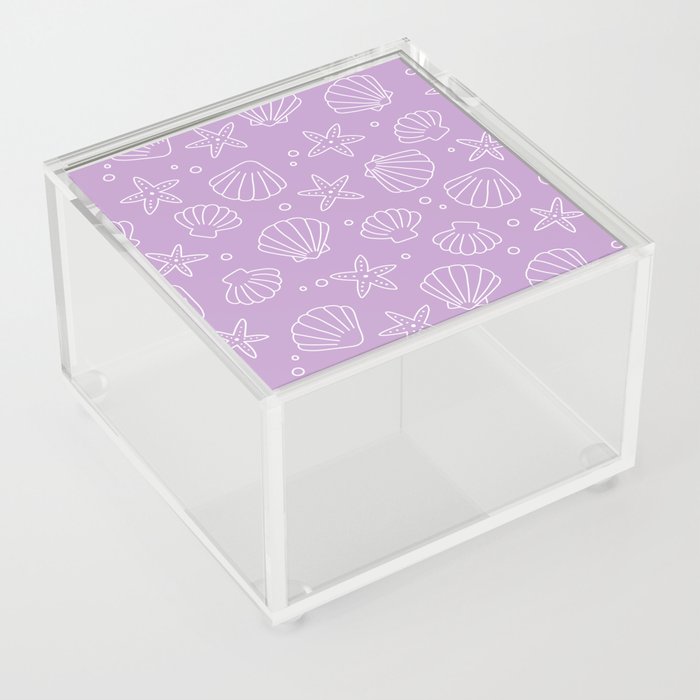 Seashell Pattern (white/lavender) Acrylic Box