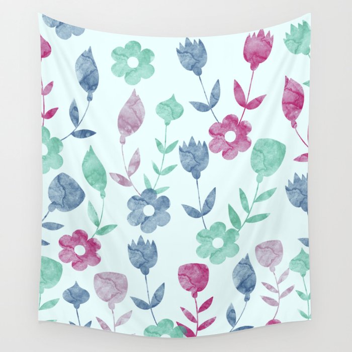 Watercolor Floral Pattern Wall Tapestry