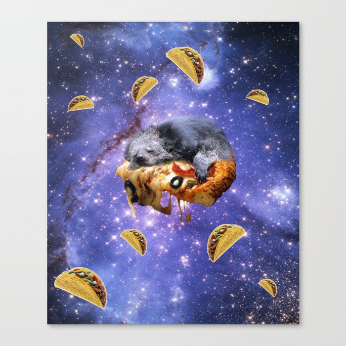 Binturong On Pizza Taco Space Galaxy Binturongs Canvas Print