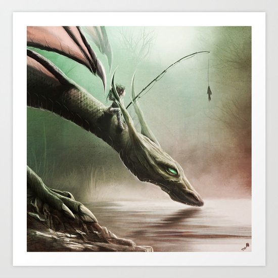 Fishing On The Drinking Dragon Art Print