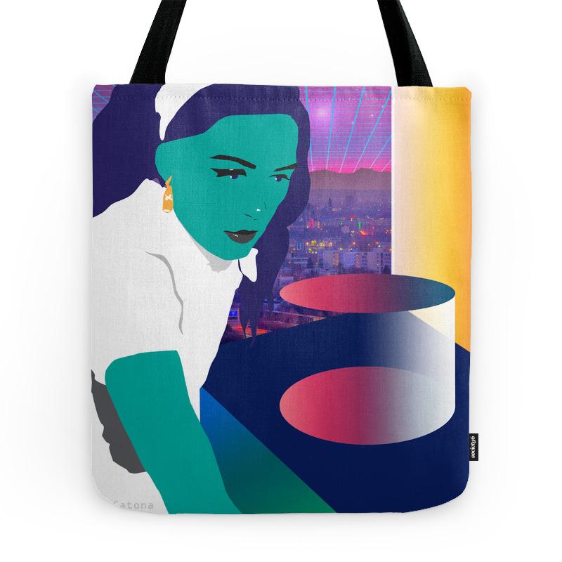 Green Girl Waits for Tomorrow Tote Bag by futureillustrations