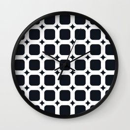 RoundSquares White on Black Wall Clock
