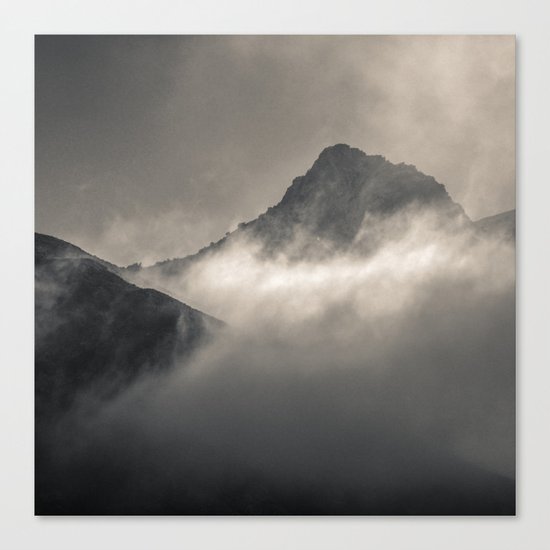 "Into the fog". Foggy mountains Canvas Print