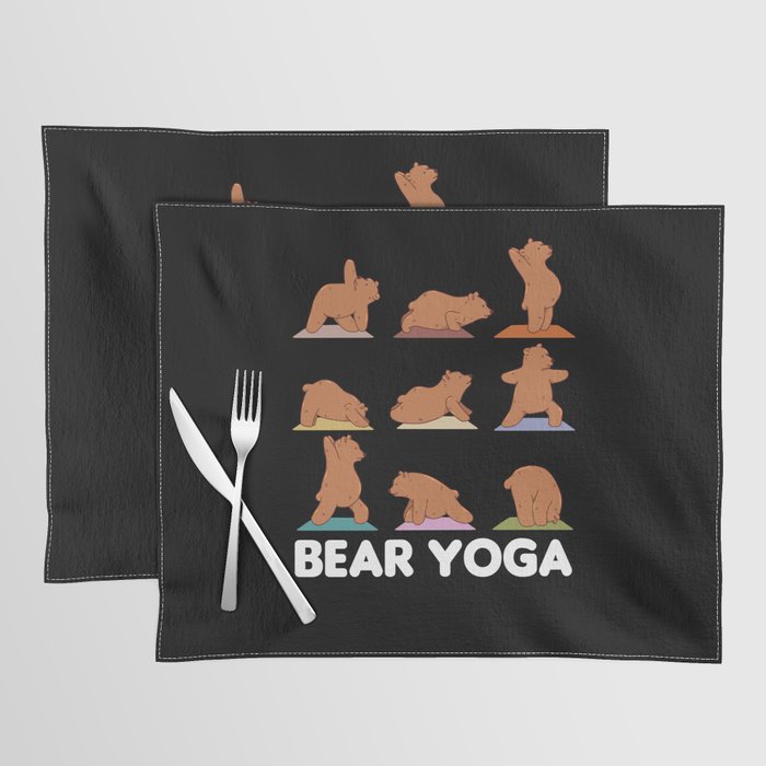 Bear Yoga Cute Bears Sport Namaste Meditation Placemat