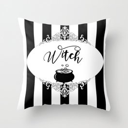 Witch and cauldron Throw Pillow
