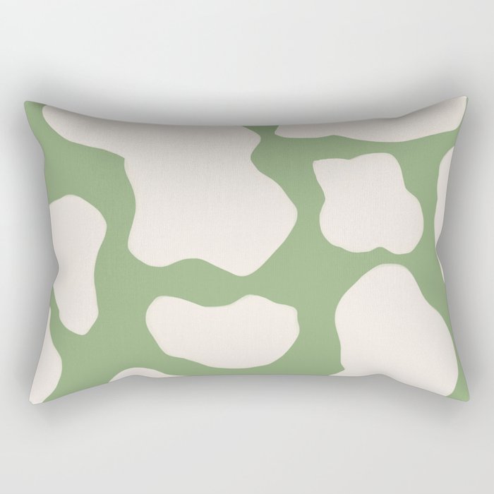 Retro 70s 60s Sage Green Cow Spots Rectangular Pillow