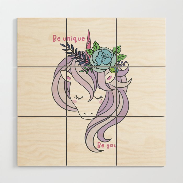 Unicorn be unique be you Head Clipart _ be unique be you. Wood Wall Art