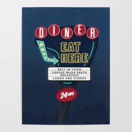 Vintage Neon Diner Sign Poster