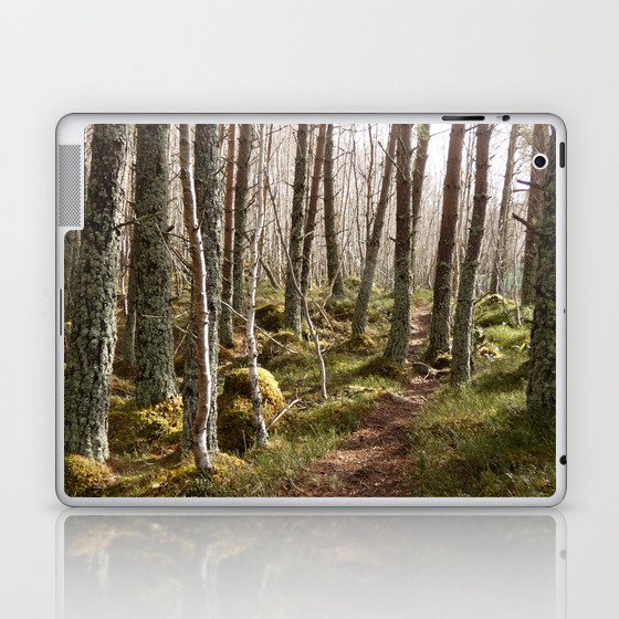Light and Shadow on a Scottish Highlands Nature Path Laptop & iPad Skin