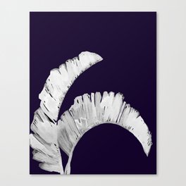 navy white banana leaf Canvas Print