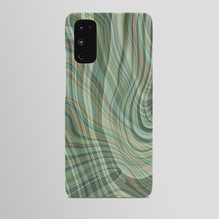 CRAWLEY wavy lines plaid pattern in light green brown tan home decor Android Case