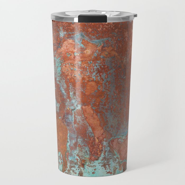 Tarnished Metal Copper Aqua Texture - Natural Marbling Industrial Art  Travel Mug