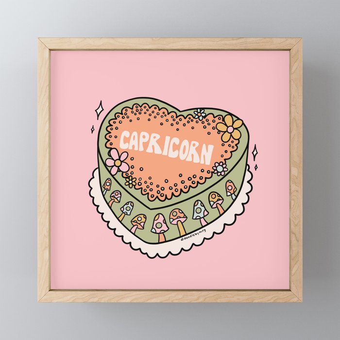 Capricorn Heart Cake Framed Mini Art Print