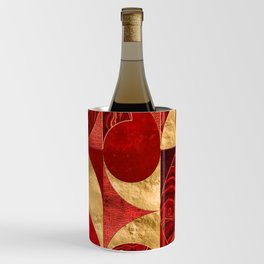 Geometric Abstract - Red textures and Gold Wine Chiller