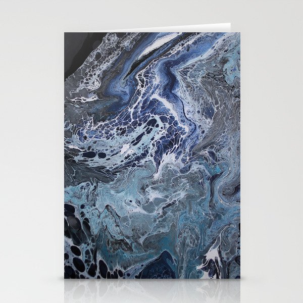 Black White And Blue Abstract Fluid Acrylic Contemporary
