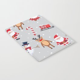Christmas Seamless Pattern with Snowman, Reindeer and Santa Claus 03 Notebook