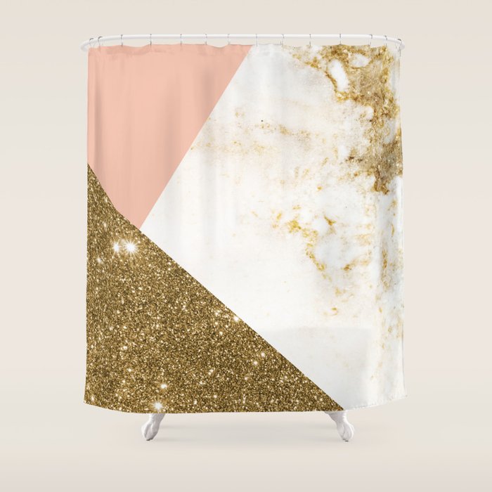 Gold marble collage Shower Curtain by cafelab Society6