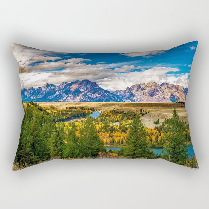Snake River and Grand Tetons in Winter Rectangular Pillow