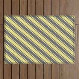 [ Thumbnail: Tan & Dim Grey Colored Lines Pattern Outdoor Rug ]