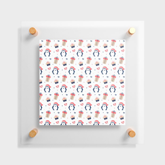 Christmas Pattern Gifts Penguin Cute Floating Acrylic Print