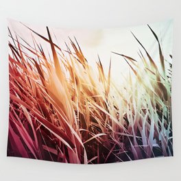 Rainbow summertime cattail field Wall Tapestry