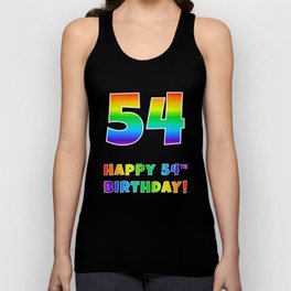 [ Thumbnail: HAPPY 54TH BIRTHDAY - Multicolored Rainbow Spectrum Gradient Tank Top ]