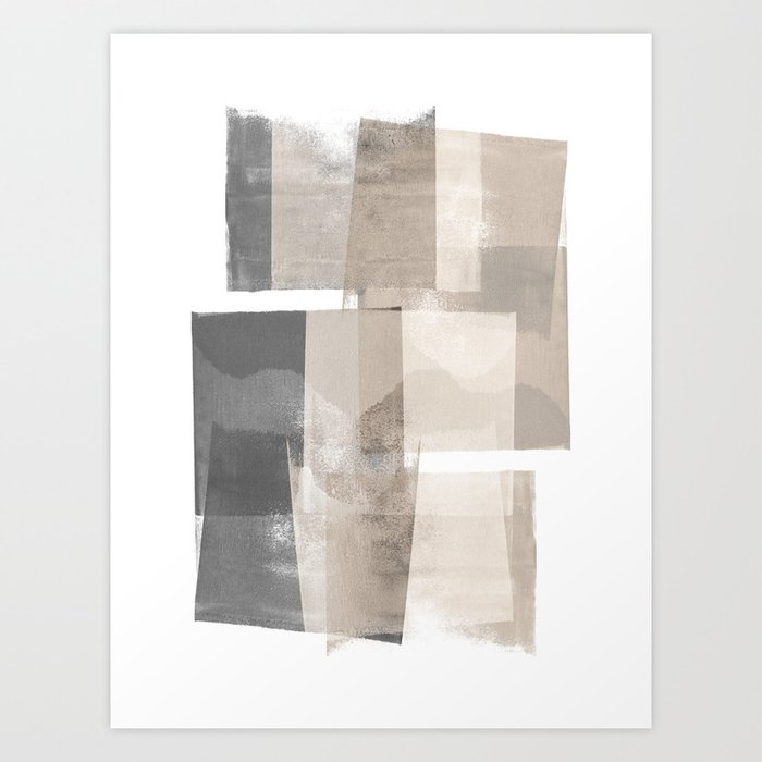 Grey And Beige Minimalist Geometric Abstract Building Blocks Art