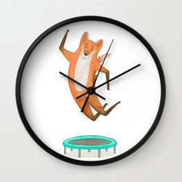 Trampolining Fox Wall Clock