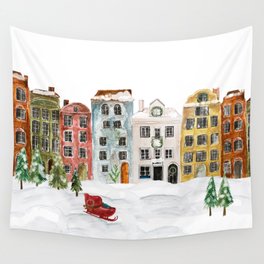 Christmas in the Village Wall Tapestry