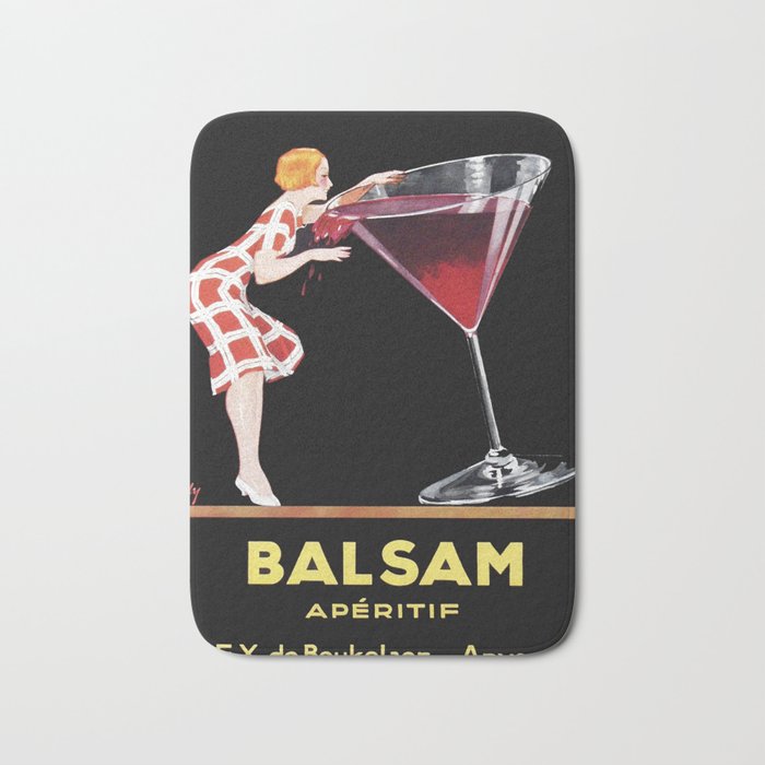 Vintage red Balsam aperitif alcoholic beverages advertising poster for kitchen, bar, barroom, Bath Mat