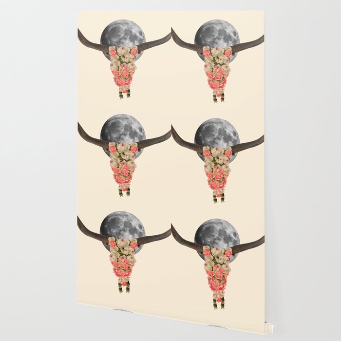 Boho Bull Skull Wallpaper By Kikicastel Society6