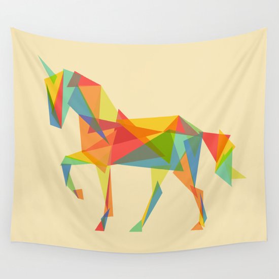 Fractal Geometric Unicorn Wall Tapestry