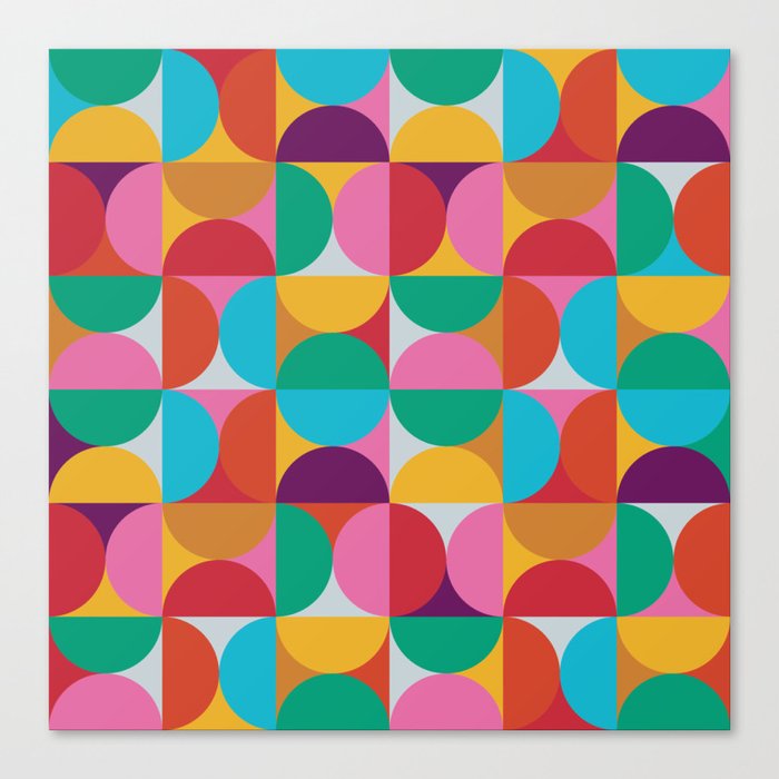 Rainbow Geometric Circles Pattern Canvas Print