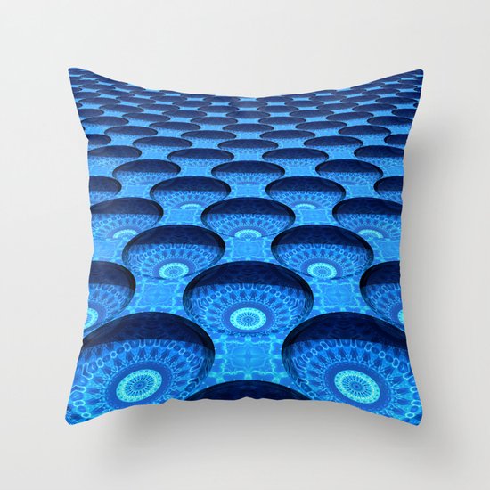 Blue Dimples with Kaleidoscopes Throw Pillow