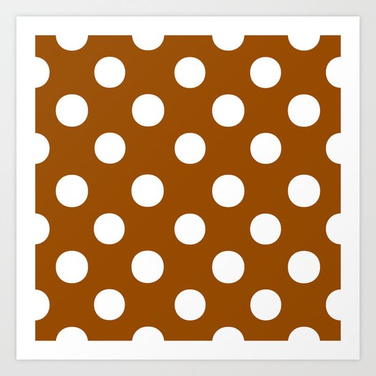 Polka Dots (White/Brown) Art Print