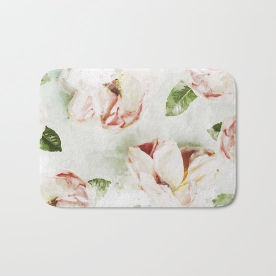 Roses & Foliage Watercolor Bath Mat