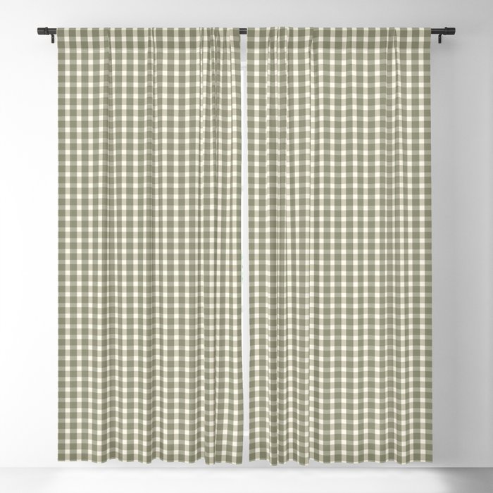 Gingham Pattern - Sage Green Blackout Curtain