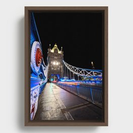 Tower Bridge Night Shot - Light Trails Framed Canvas