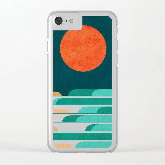 Chasing wave under the red moon Clear iPhone Case