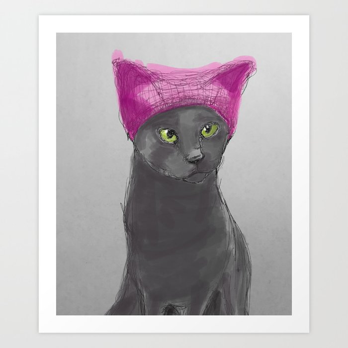 Pussy Hat Art Print | Painting, Digital, Watercolor, Feminist, Women's-march, She-persisted, Feminism, Girl-power, Grl-pwr, Nasty-woman