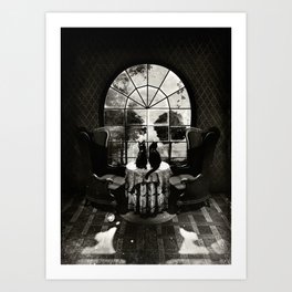Room Skull B&W Kunstdrucke | Black and White, Curated, Abstract, Scary, Halloween, Ikiiki, Animal, Aligulec, Ambigram, Ink 