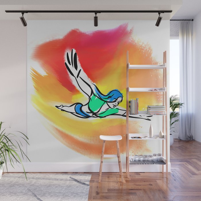 Woman flying (B) Wall Mural