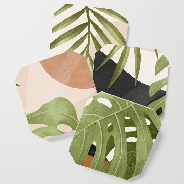 Abstract Art Tropical Leaves 21 Coaster