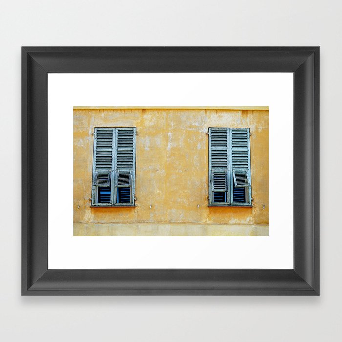 Window Shutters in French Riviera - Provence Architecture Photography Framed Art Print