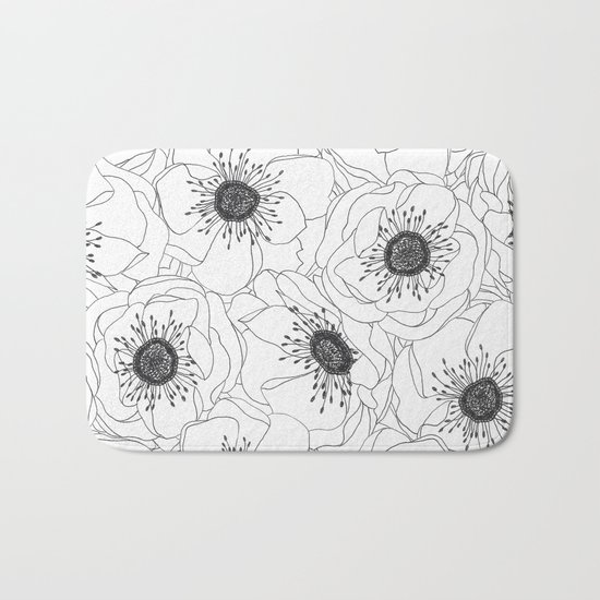White Anemones Bath Mat