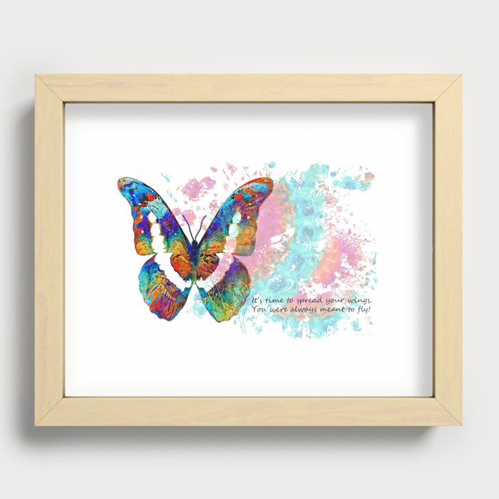 Spreading Your Wings - Colorful Butterfly Wings Art Recessed Framed Print