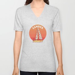 Sailing Camden Maine V Neck T Shirt