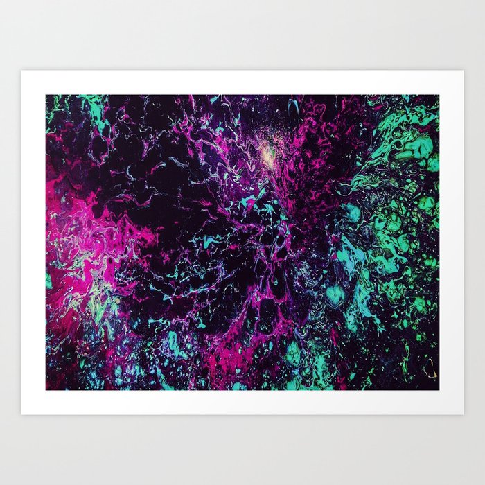 Abstract Space Galaxy Acrylic Pour Painting Art Print By